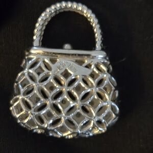Ross-Simons 10K White Gold Lattice Purse Charm Pendant